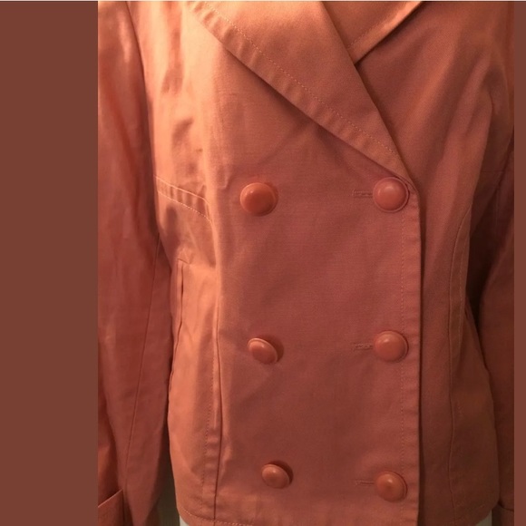 New TALBOTS Jackie Fit Jacket Coat Pink Blush Double Breasted Pockets Lined Knit - Picture 6 of 8